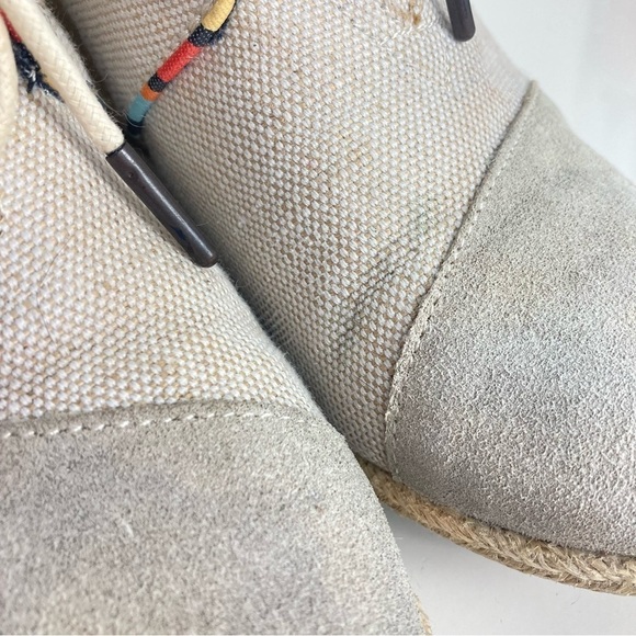 TOMS Desert Wedge Espadrille Canvas Shoes in Whisper - Size 8 - Picture 8 of 13